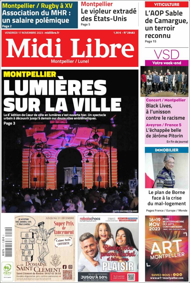 Portada de Midi Libre (Francia)