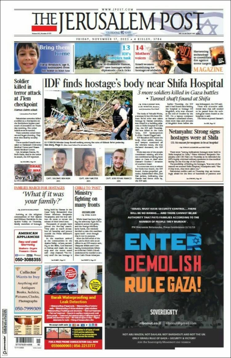 Portada de The Jerusalem Post (Israel)