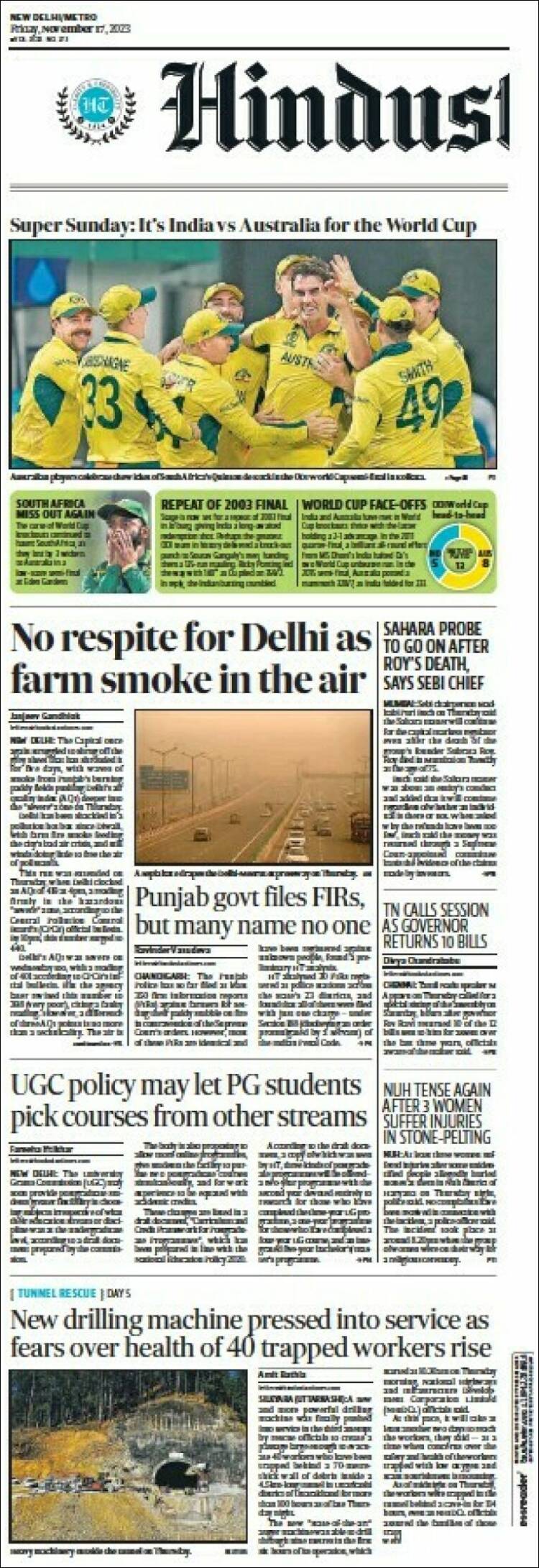 Portada de Hindustan Times (India)