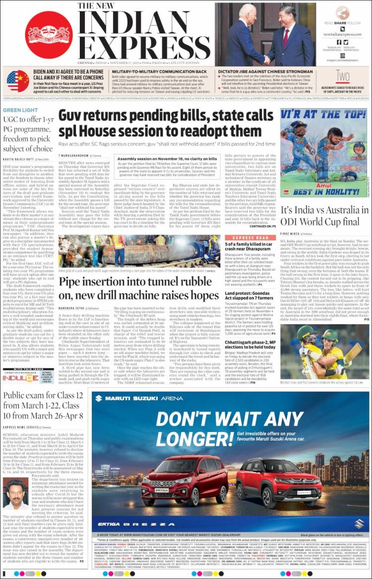 Portada de New Indian Express (India)