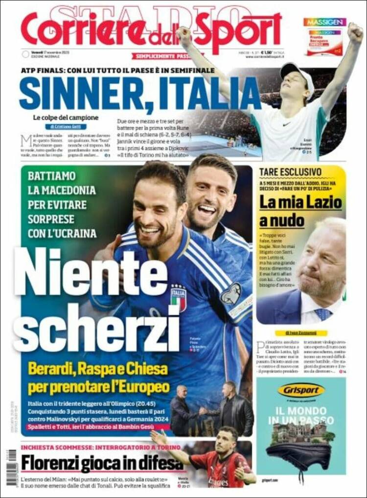 Portada de Corriere dello Sport (Italia)