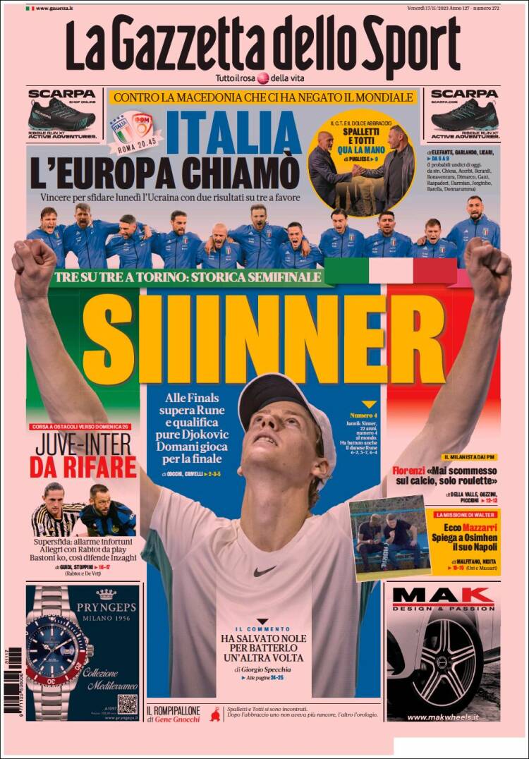 Portada de La Gazzetta dello Sport (Italia)