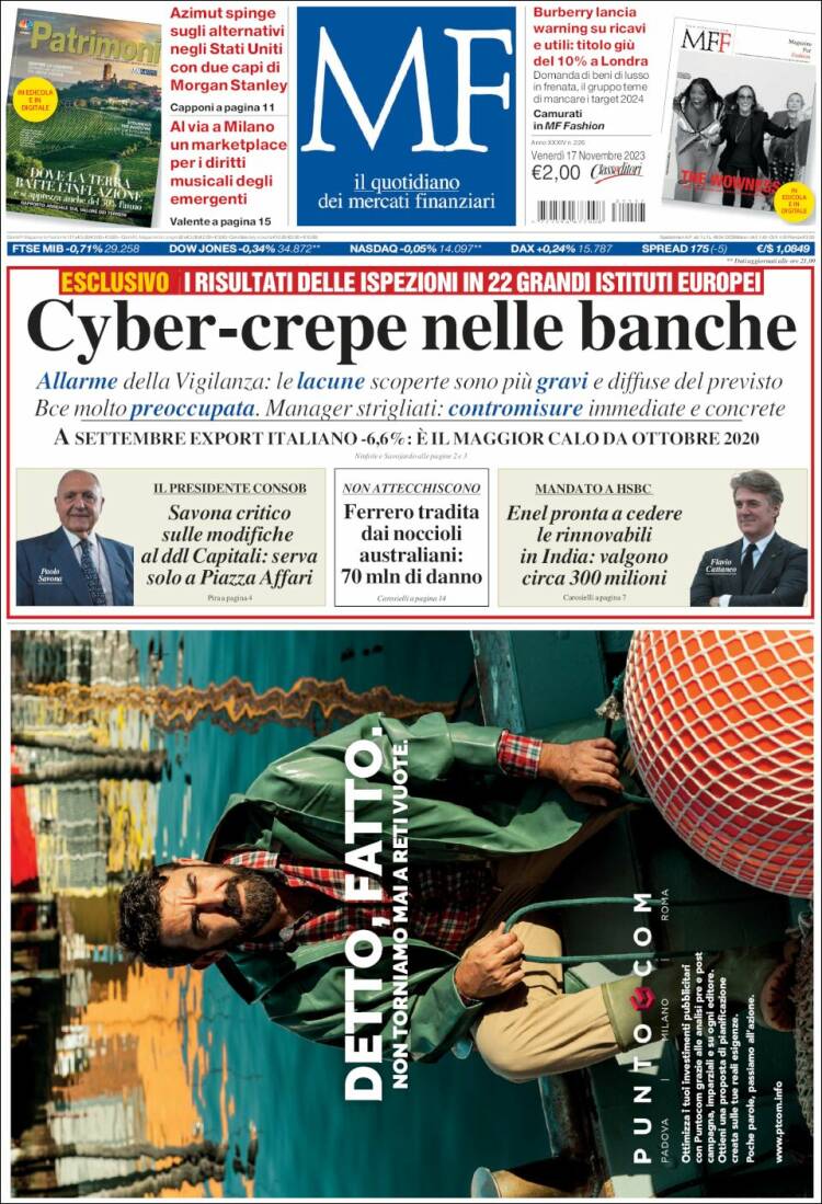 Portada de Milano Finanza (Italia)