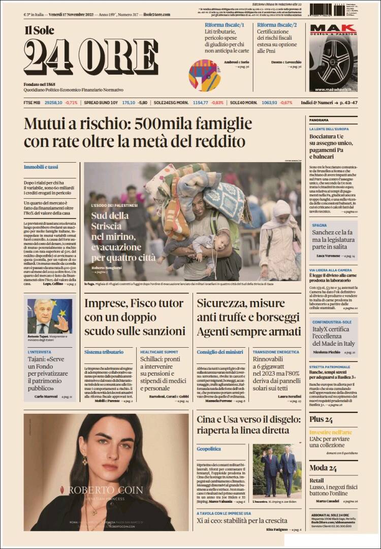 Portada de Il Sole 24 ORE (Italia)