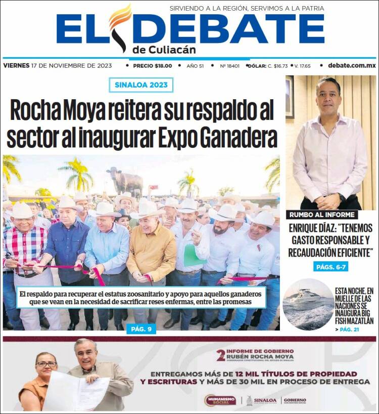Portada de El Debate de Culiacán (M&eacute;xico)