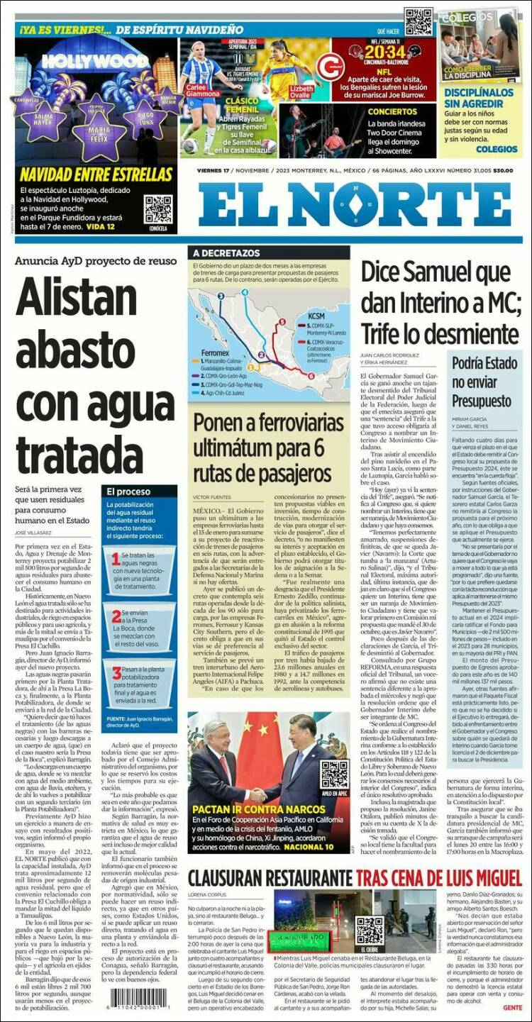Portada de El Norte (M&eacute;xico)