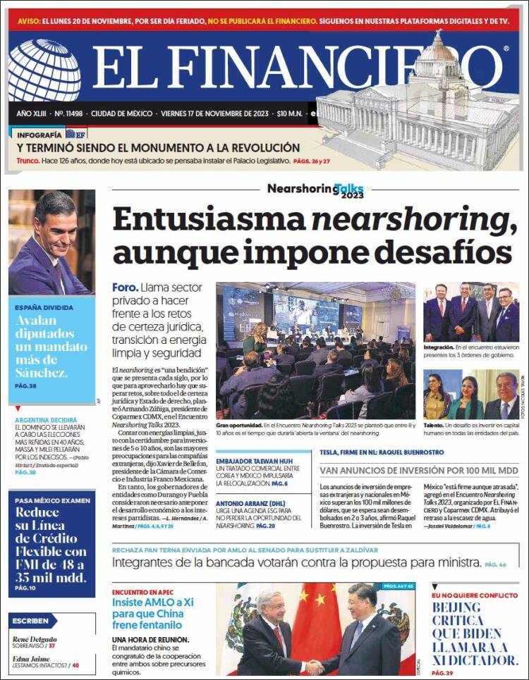 Portada de El Financiero (M&eacute;xico)