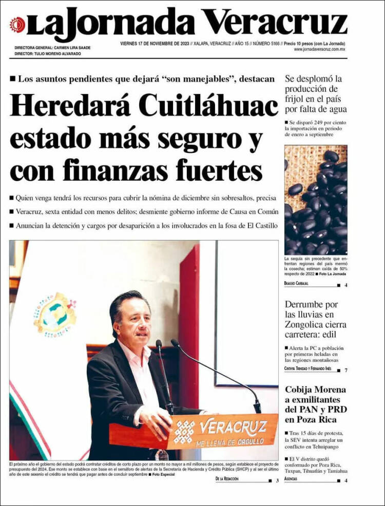 Portada de La Jornada Veracruz (M&eacute;xico)