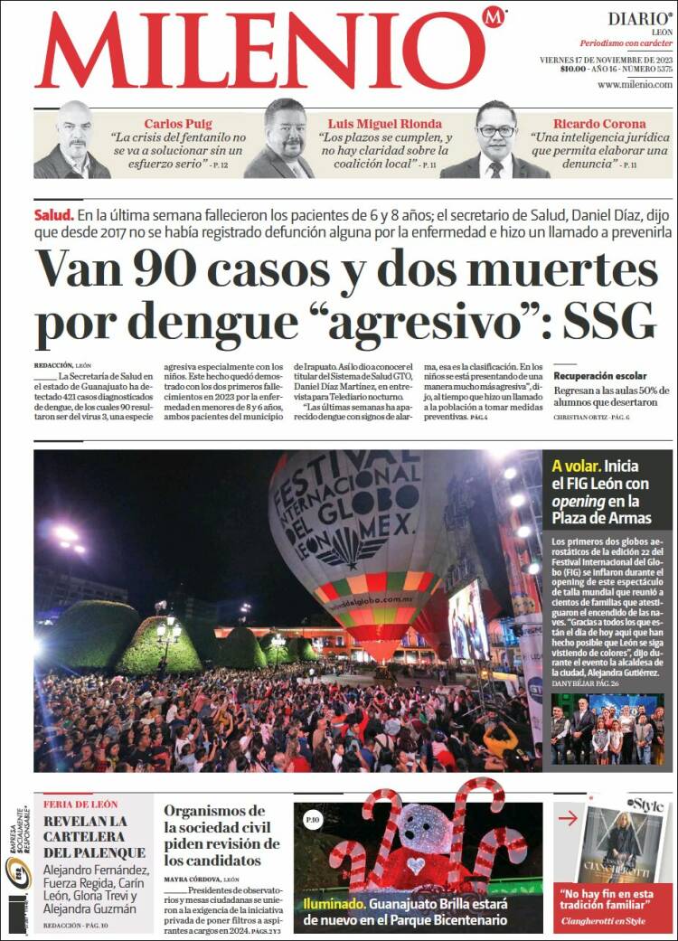 Portada de Milenio de León (M&eacute;xico)