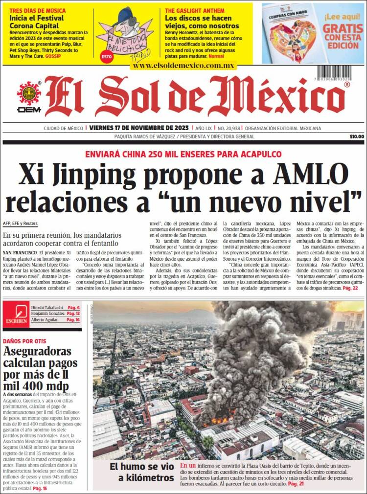 Portada de El Sol de México (M&eacute;xico)
