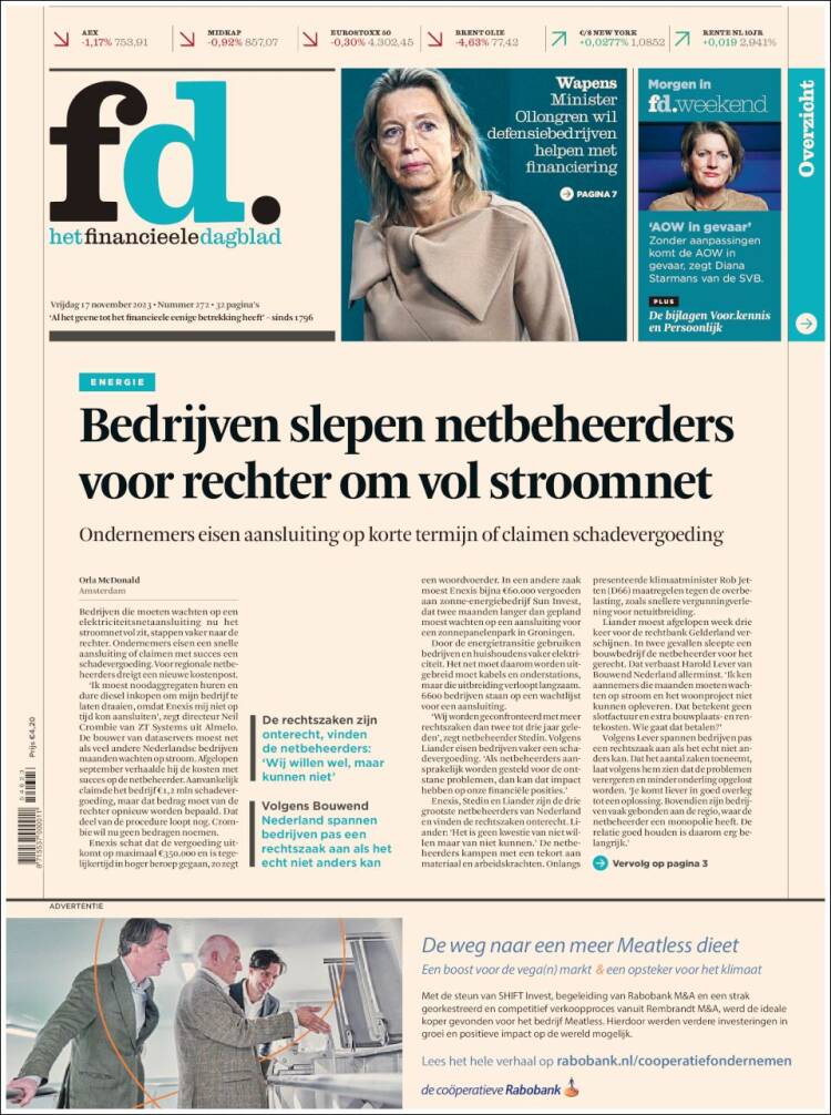 Portada de Het Financieele Dagblad (Pa&iacute;ses Bajos)