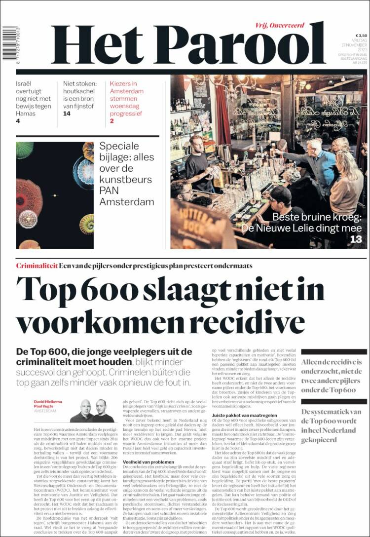 Portada de Het Parool (Pa&iacute;ses Bajos)