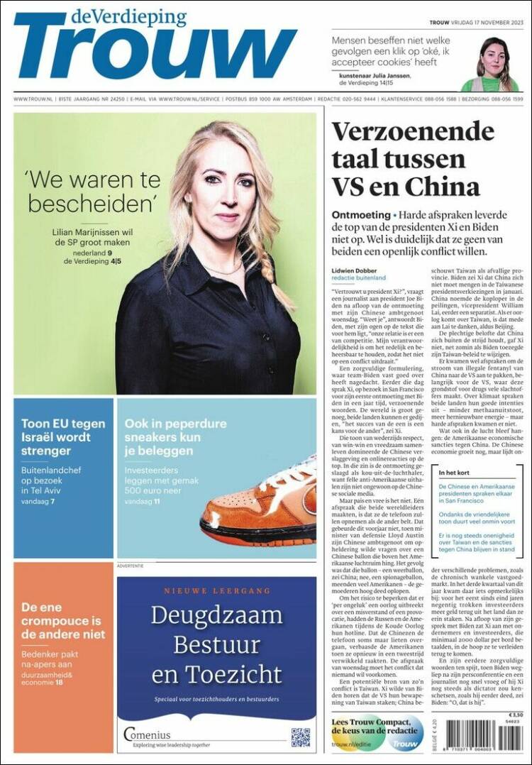Portada de Trouw (Pa&iacute;ses Bajos)