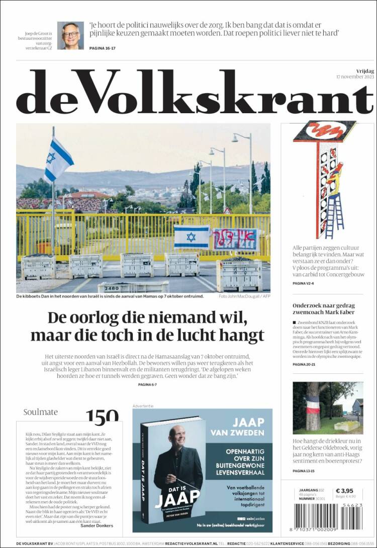 Portada de De Volkskrant (Pa&iacute;ses Bajos)