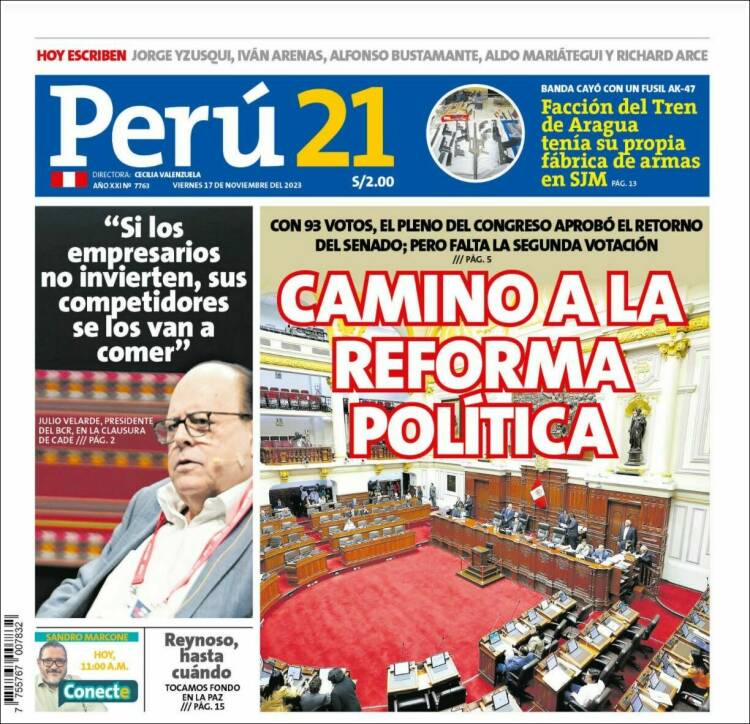 Portada de Perú 21 (Per&uacute;)