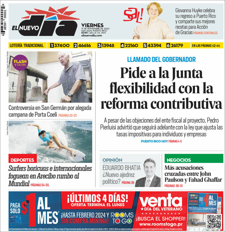 Portada de El Nuevo Día (Puerto Rico)