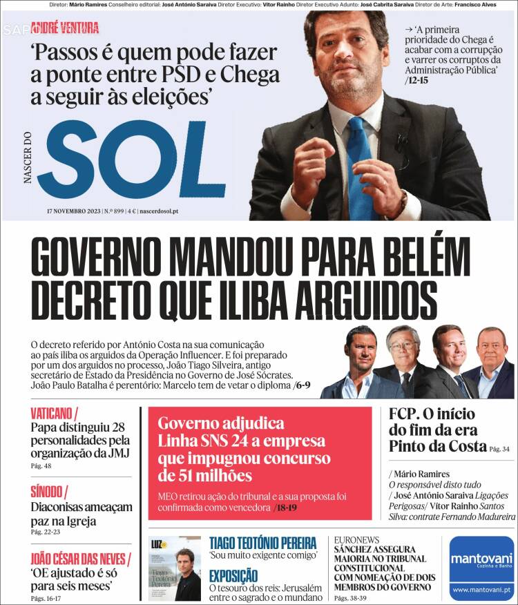 Portada de Jornal Sol (Portugal)