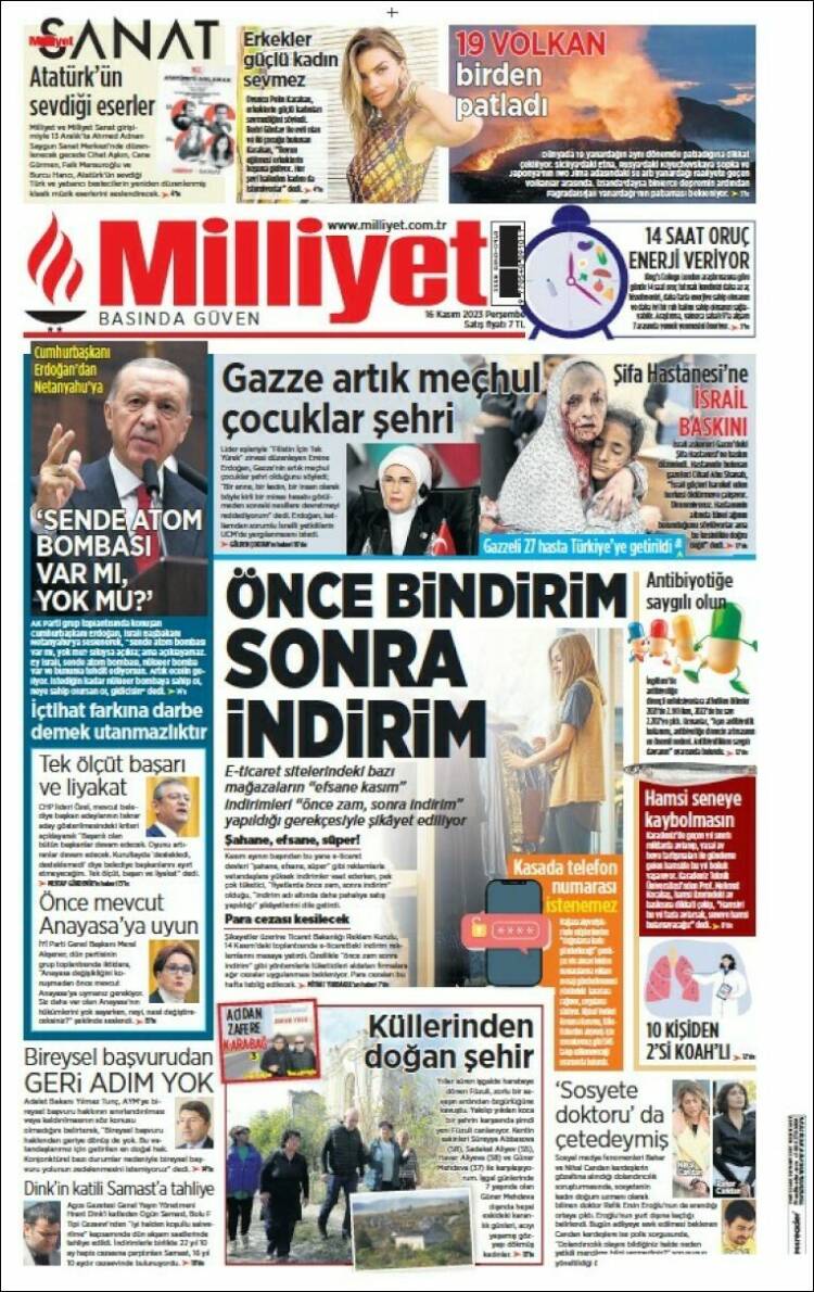 Portada de Milliyet (Turqu&iacute;a)