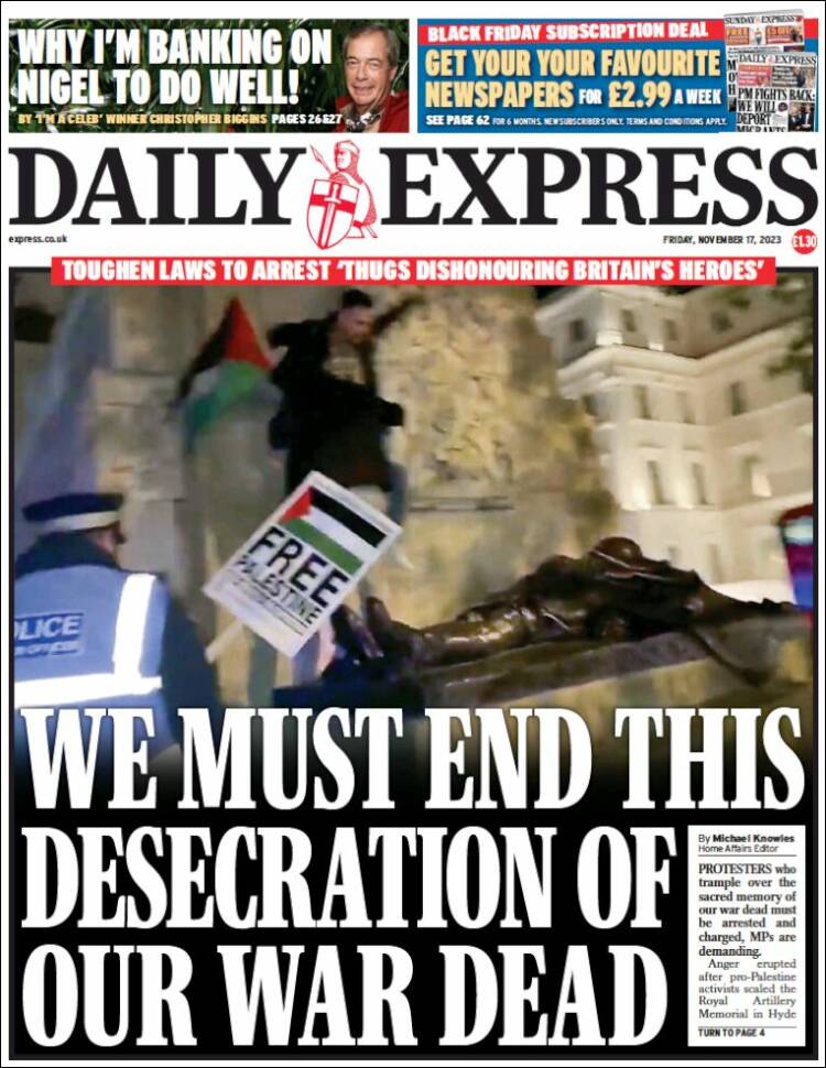 Portada de Daily Express (Reino Unido)