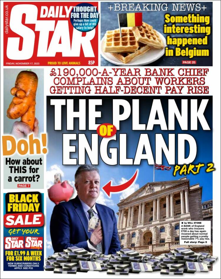 Portada de Daily Star (Reino Unido)