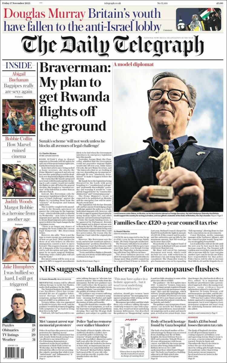 Portada de Daily Telegraph (Reino Unido)