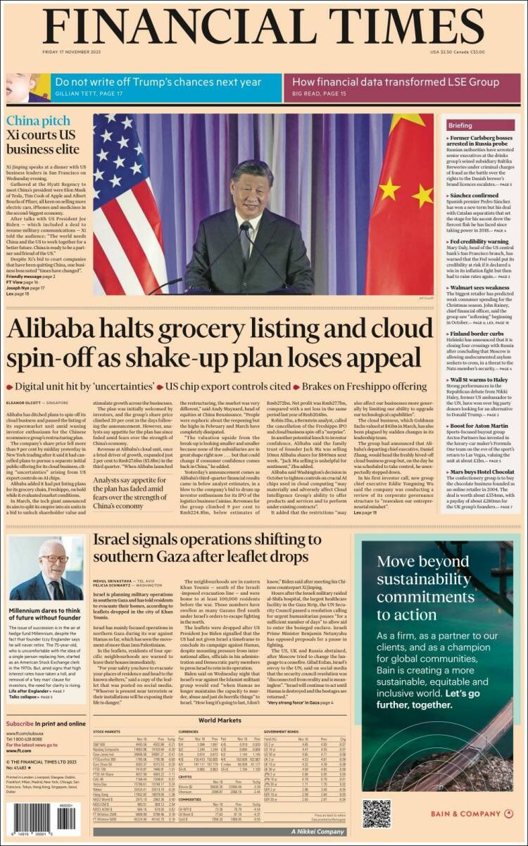 Portada de Financial Times (Reino Unido)
