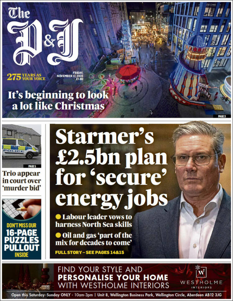 Portada de The Press and Journal (Reino Unido)