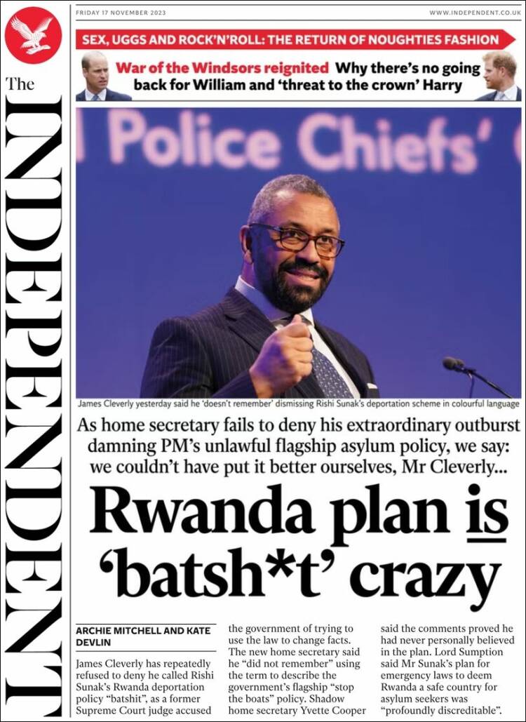 Portada de The Independent (Reino Unido)