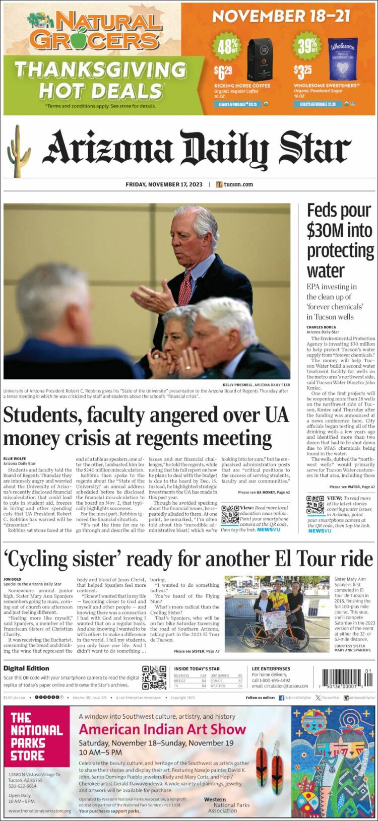 Portada de Arizona Daily Star (USA)