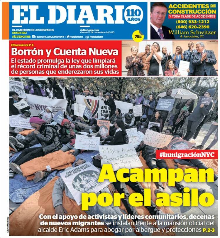 Portada de El Diario NY (USA)