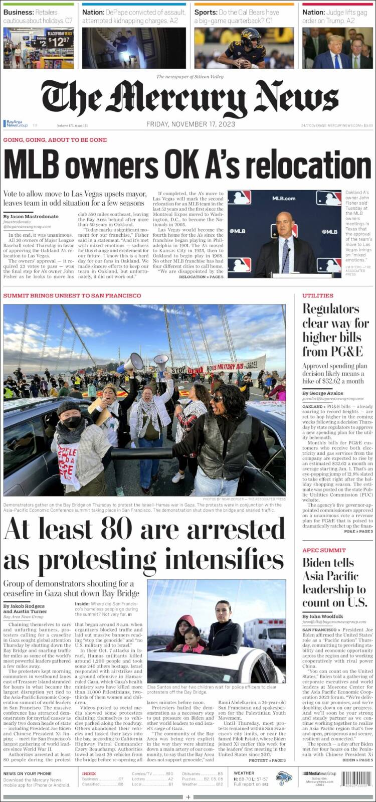 Portada de San Jose Mercury News (USA)