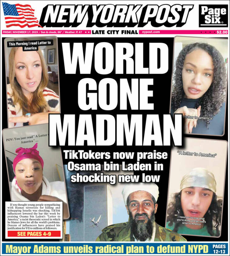 Portada de New York Post (USA)