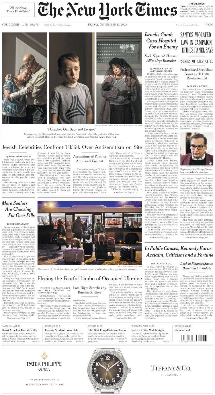 Portada de New York Times (USA)