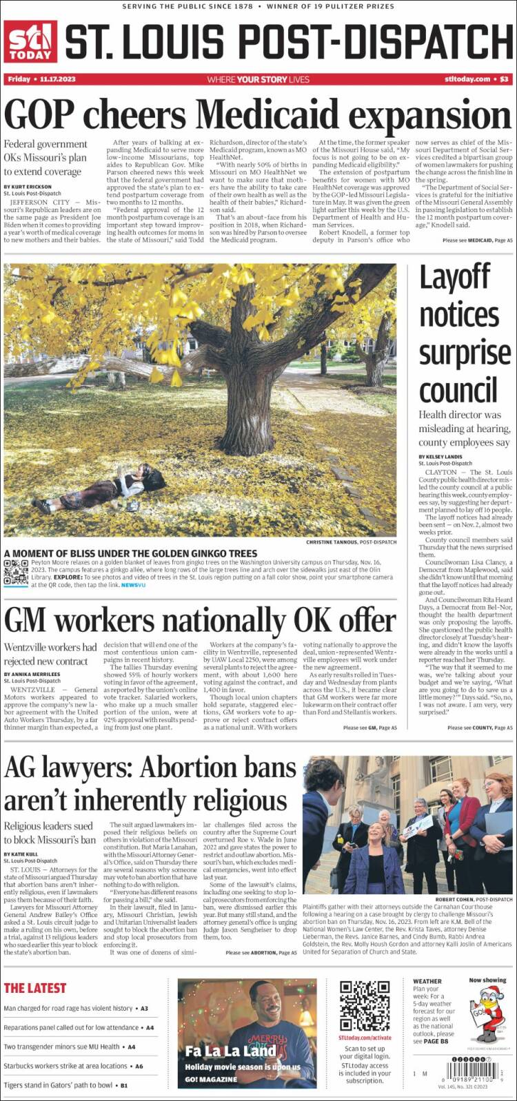 Portada de St. Louis Post-Dispatch (USA)