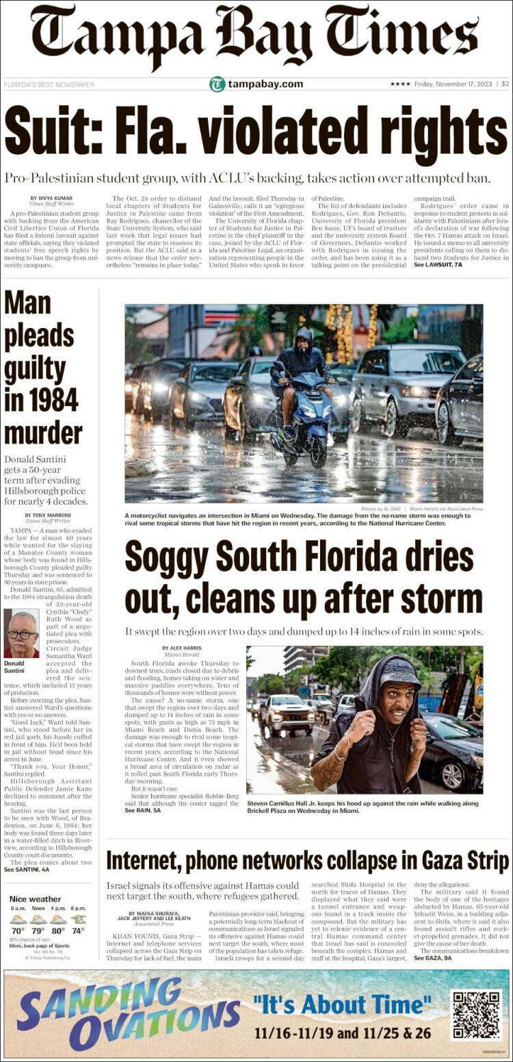 Portada de Tampa Bay Times (USA)