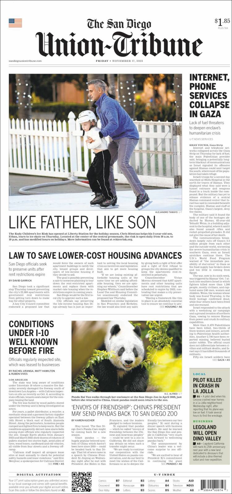 Portada de The San Diego Union-Tribune (USA)