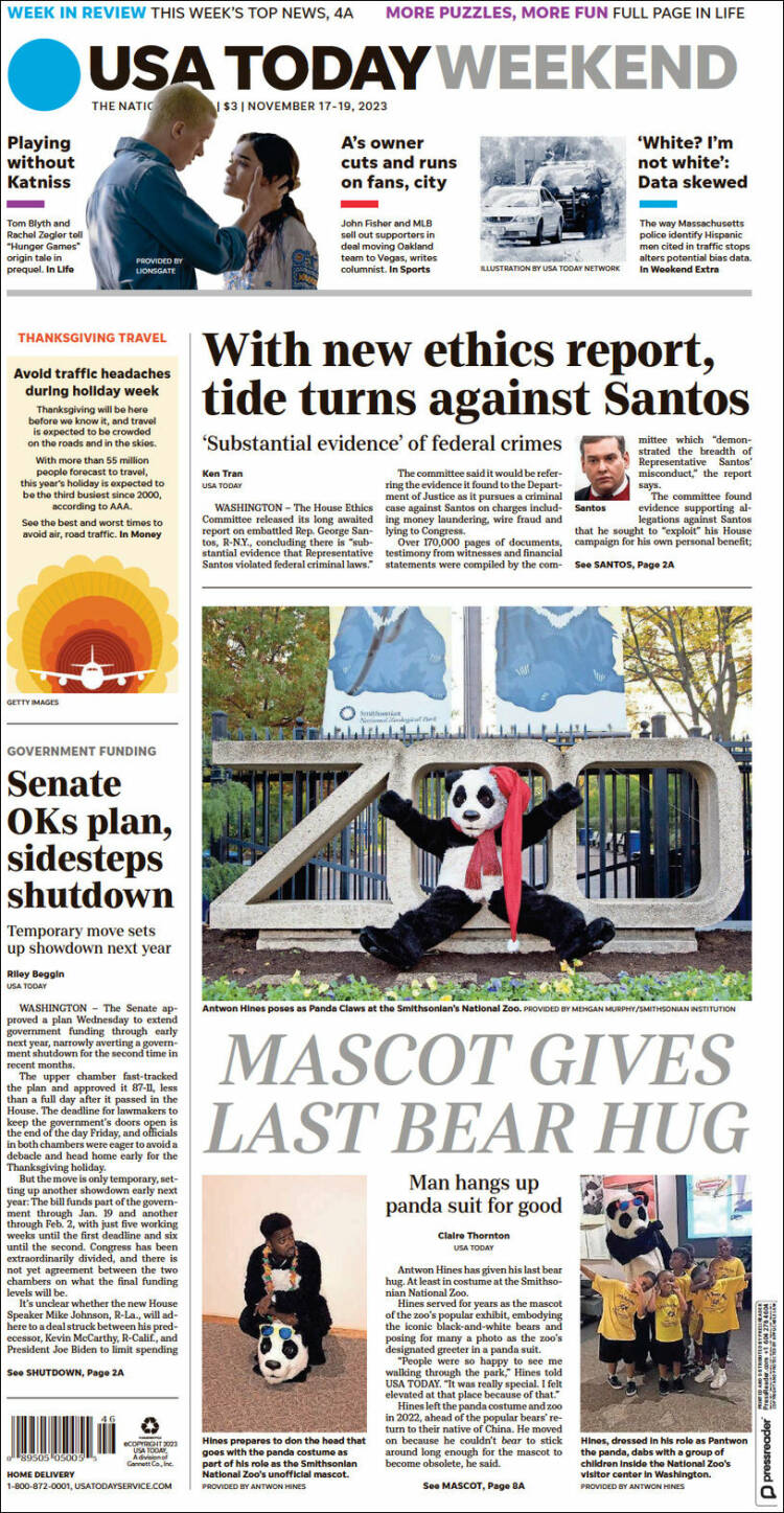 Portada de USA Today (USA)