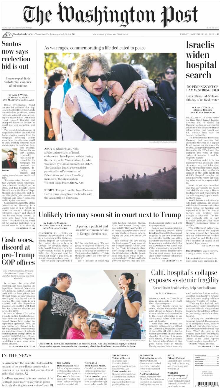 Portada de The Washington Post (USA)