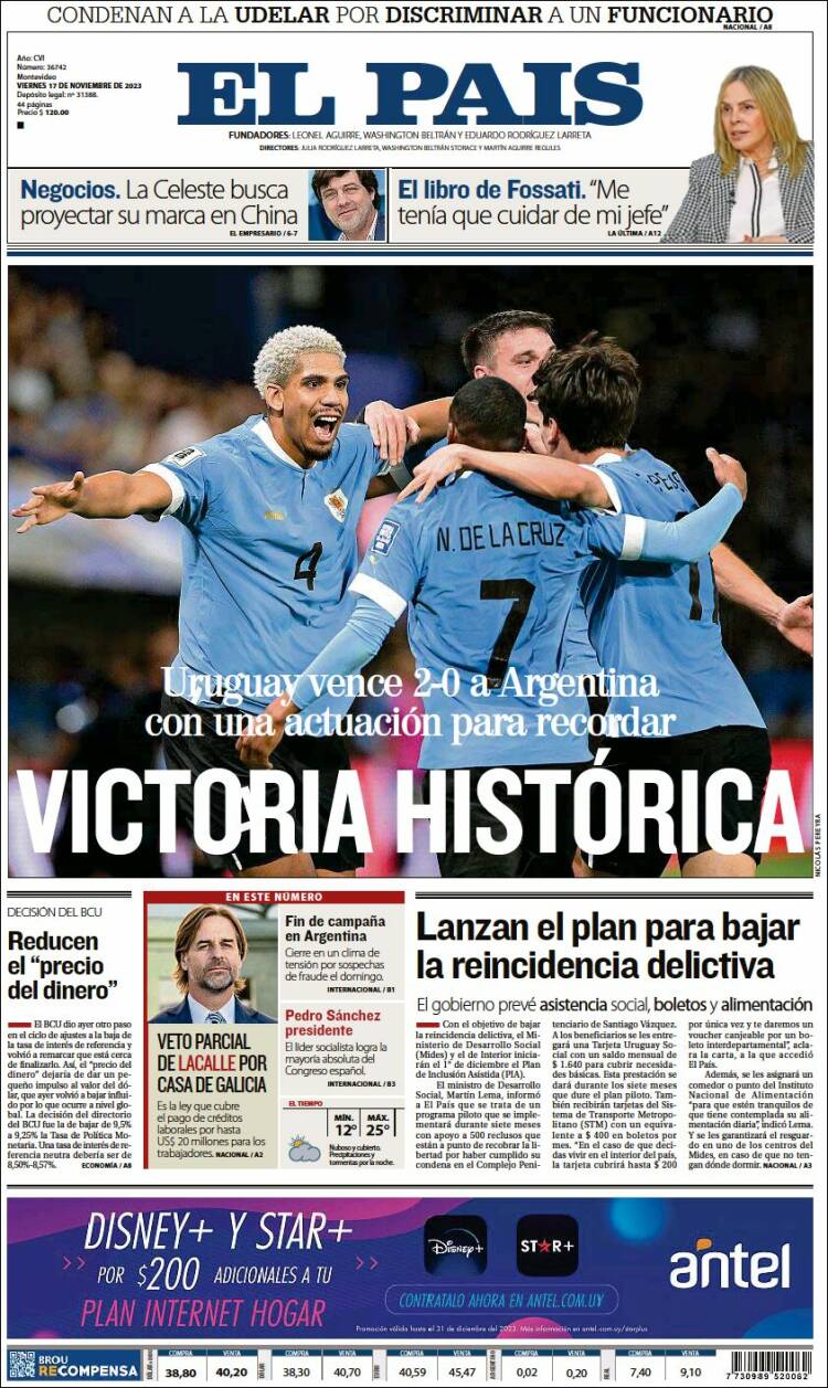 Portada de El País (Uruguay)