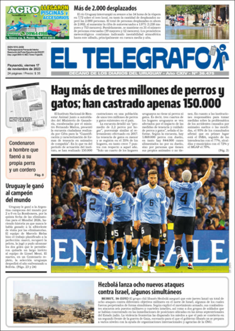 Portada de El Telégrafo (Uruguay)