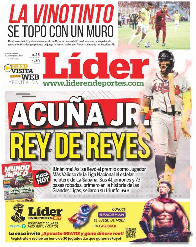 Portada de Lider en deportes (Venezuela)