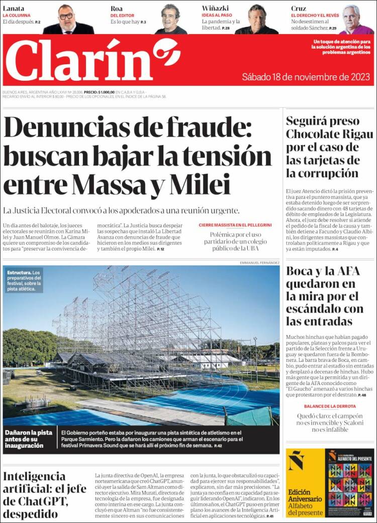 Portada de Clarín (Argentina)
