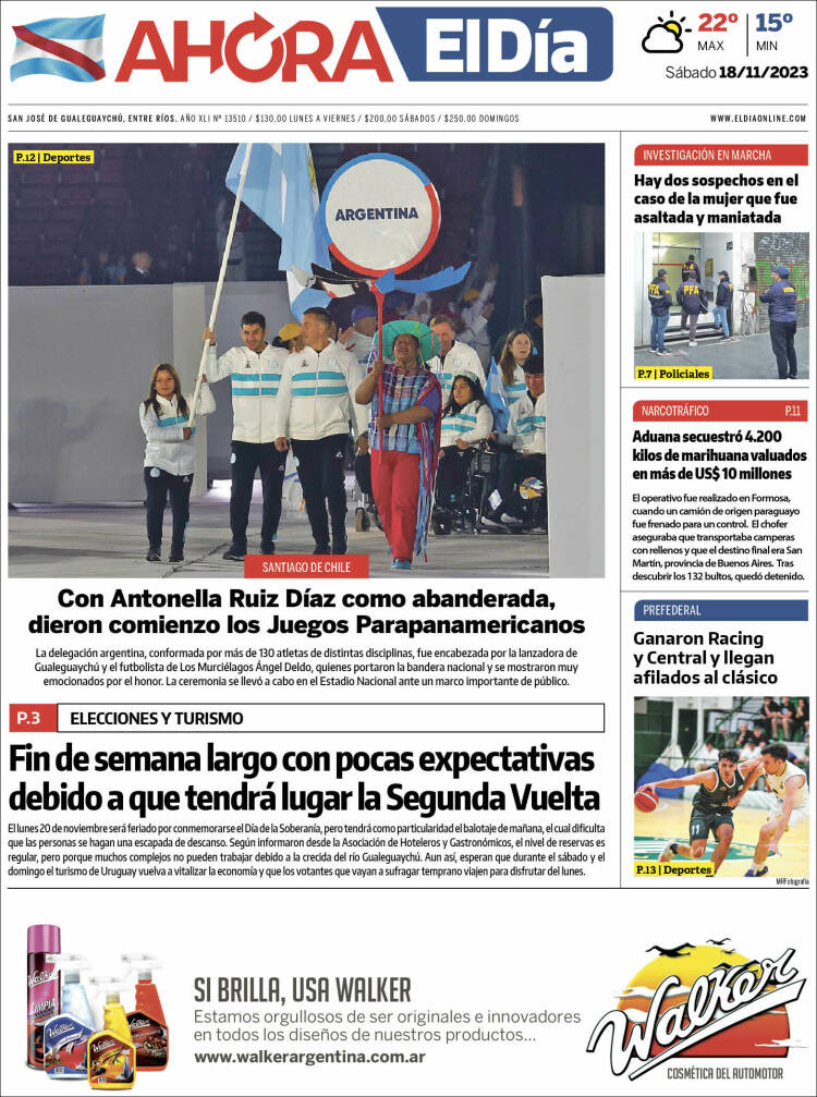 Portada de El Día de Gualeguaychú (Argentina)