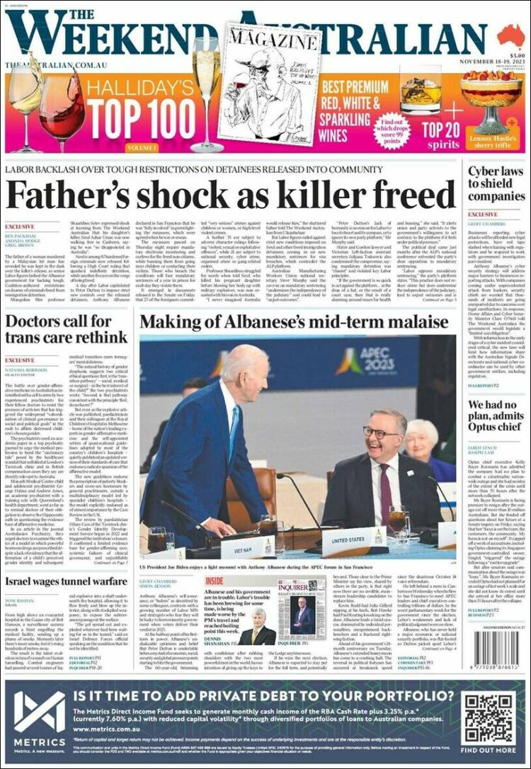 Portada de The Australian (Australia)