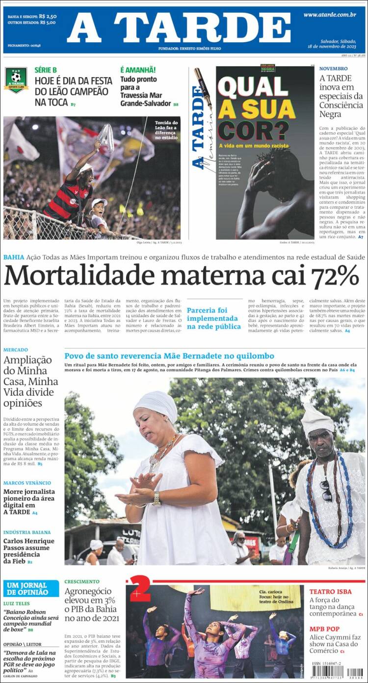 Portada de Diário A Tarde (Brasil)