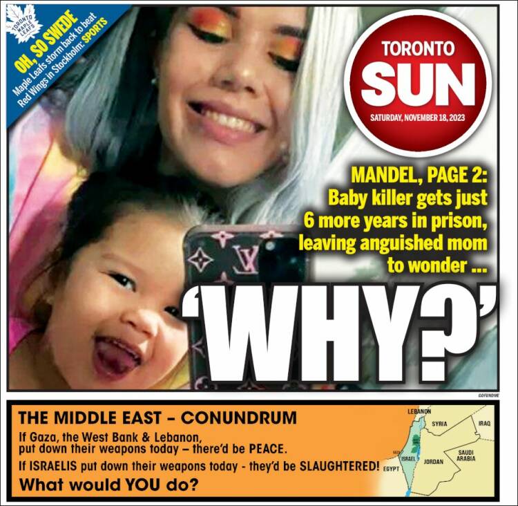 Portada de The Toronto Sun (Canadá)