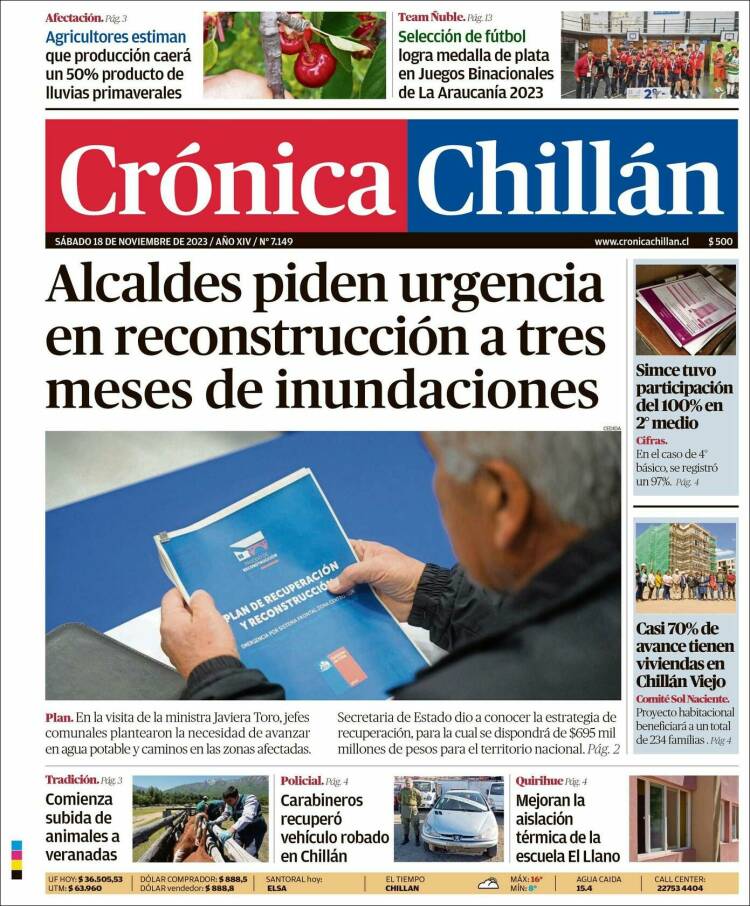 Portada de Crónica Chillán (Chile)