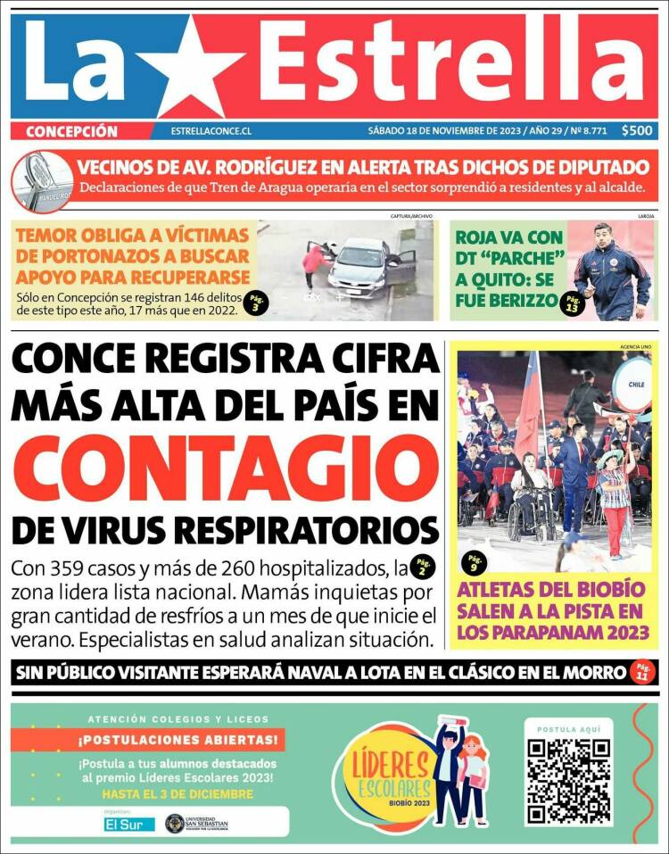 Portada de La Estrella de Concepción (Chile)