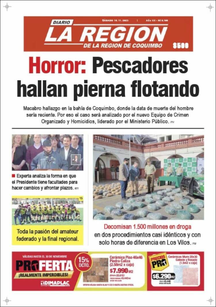 Portada de Diario La Región de Coquimbo (Chile)