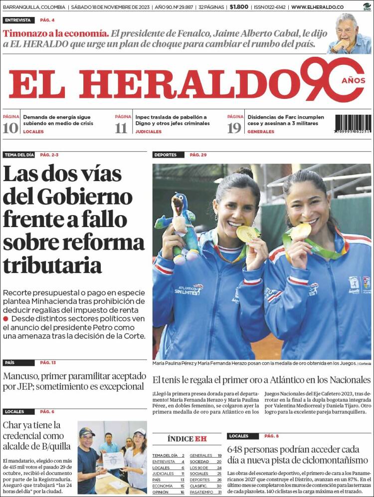Portada de El Heraldo (Colombia)